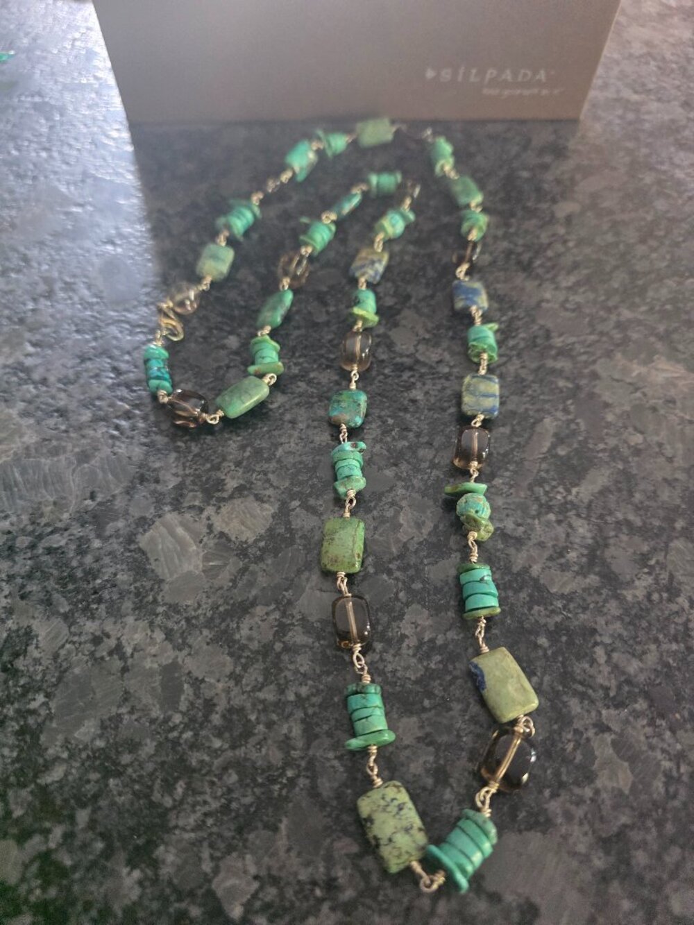 Silpada Designs Turquoise, Smoky Quartz and Lapis 32" necklace